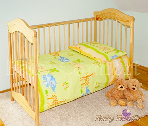 BABY 100% COTTON COT / COT BED SET (DUVET COVER 120x90cm & PILLOWCASE 40x60cm) ANIMAL PRINT - SAFARI / JUNGLE