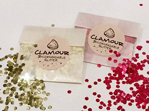 Extra Chunky Craft Biodegradable Glitter in Red and Gold. Contained in coin sized envelopes with 7.5ml of glitter each.