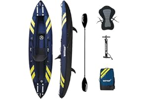 Kayak Gonflable Wattsup CRUCIAN 1 Place - 340 x 95 cm (11'1"x37") - Charge Max 180 kg - Pack Complet Pagaie + Sac + Siège + Pompe
