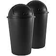 Deuba® Set of 2 Kitchen Bins | 50L | Space-Saving Design | Sliding Removable Lid | Stylish Home Waste Management Solution | Recycling | Odour-Free | Plastic Bin | Black