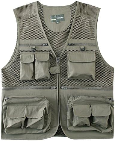 Casililor Multi Pocket Waistcoat Utility Vest Mens Outdoor Polyester Gilet for Fishing Hunting Safari Camping Traveling Photography