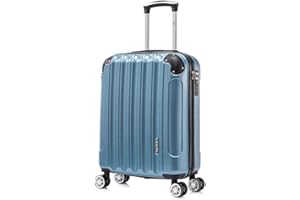 RAYKONG Valise Cabine 55x40x20cm (44L) Polycarbonate - Capacité Maximale - Serrure integrée - 20 Pouces - (RK04|Bleu)
