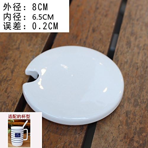 MOCER Creative Couple Cups Ceramic Mugs Coffee Cup Bamboo Lid Dustproof, Marine Cup (White Lid)