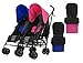Obaby Apollo Twin Stroller with Blue and Pink Footmuffs (Blue/Pink/Black/Grey)