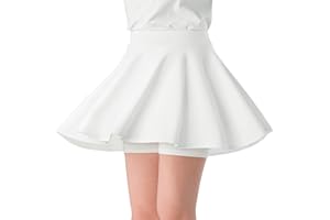 Comfyouth Kids Girls Plain Skater Skirt Stretchy High Waisted Skirts with Shorts Pleated School Skirt for Girls 5-13 Years