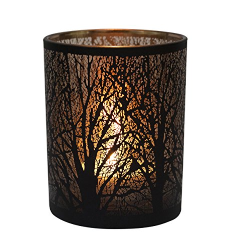 Forest Copper' Hand Crafted Black & Copper Artisan Collection Blown Glass Table Lamp Holder With Shiny Interior 5