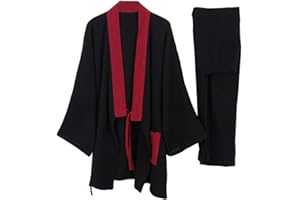 un-brand Japanischer Kimono-Baumwoll-Hanfu-Pyjama-Anzug für Herren in Übergröße Taoistische Kleidung Zen