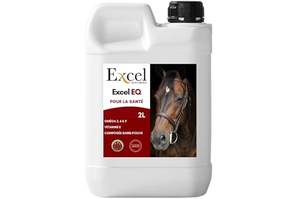 Excel Supplements Europe - 2L Excel EQ Huile Alimentaire pour Chevaux - Complément Alimentaire Équin - Huile de Cameline Omega 3 Anti-inflammatoire pour Une Brilliance Naturelle