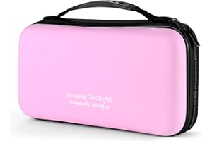 KUOCDSIK Range CD, boîtier de DVD Blue-ray EVA de 96 capacités organisateur de stockage de disque dur de protection pour les voyages en voiture (96 Capacités, Rose96)