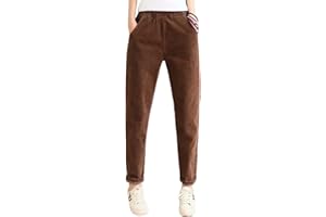 Himifashion Damen Freizeithose Herbst Winter Cordhose Elastische Taille Warme Hose