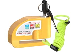 FD-MOTO 110dB Alarm Disc Brake Lock + Free Carry Pouch and 1.5M Reminder Cable Anti-Theft Motorcycle Motorbike Security Lock
