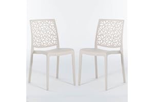 SIEDITI FUORI E DENTRO Chaises en résine avec Fibre de Verre empilables pour intérieur/Cuisine/Salle à Manger et extérieur/Jardin Anna (2 Chaises, Crème)