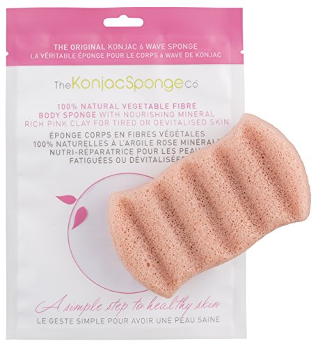 Konjac Sponge 6 Wave Body Sponge , French Pink Clay