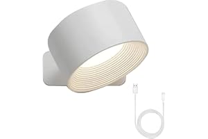 WANWEN Lights of Sweden Wall Lights, Rechargeable Wall Mounted Sconces, Led Wall Sconce, Wall Mounted Lamp with 2000 mah Battery, for Bedroom, Bathroom, Living Room, Kitchen (1*White)