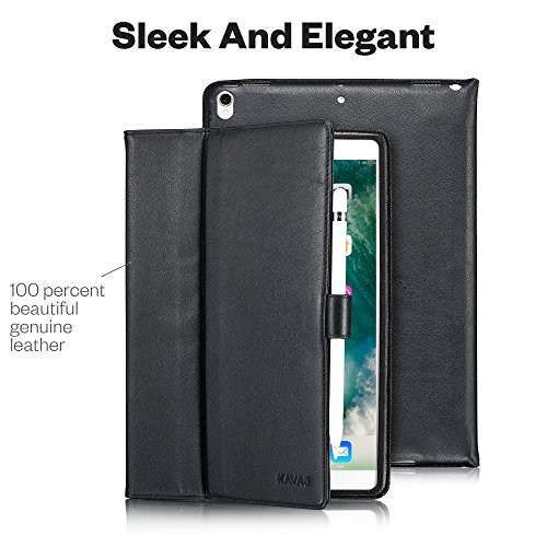 KAVAJ iPad Pro 10.5″ Hülle Echtleder Case „London“ für Apple iPad Pro 10,5 Zoll (2017) Schwarz aus echtem Leder mit Stand und Auto Schlaf/Aufwachenen Funktion. Dünnes Smart Cover Schutzhülle Tasche - 2
