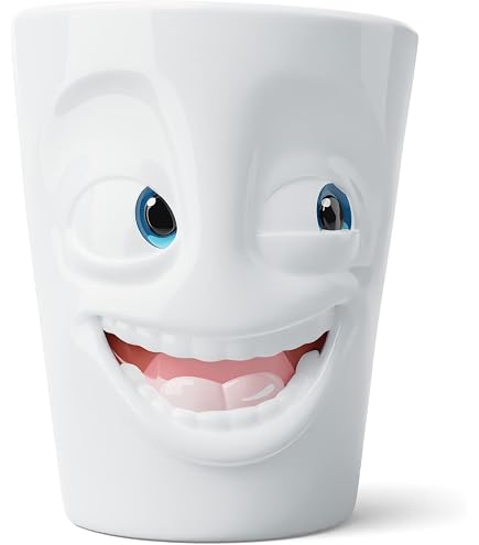 FiftyEight Set 2 Tazze Da Colazione In Porcellana: 350 Ml Con Scritte "Verschmitzt" E "Grummelig" - Made In Germany, Lavabili In Microonde E Lavastoviglie