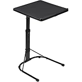 T-LOVENDO.ES Folding Side Table with Adjustable Height, C Shape with 3 Heights (25-30 Inches), 3 Adjustable Angles for Laptop