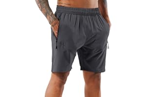 YAWHO Herren Sporthose Kurz Hose Laufshorts Trainingsshorts Schnelltrocknend mit Reißverschlusstasche/Jogging Hose für Workout,Laufsport,Fitness