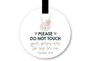 Pram Germ Sign - Please Do Not Touch Your Germs Are Too Big For Me Acrylic Wipeable Tag (Rabbit)