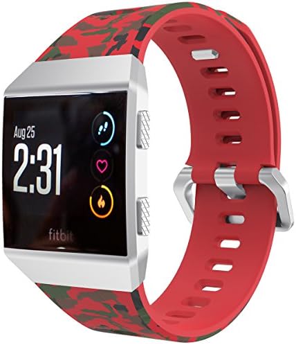 Runtenic Fitbit Ionic Watch Strap Silicone Wrist Sport Replacement Band and Adjustable Bracelet for Fitbit Ionic Fitness Smartwatch (red camo)