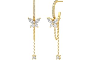 VELESAY Kolczyki ze srebra próby 925 dla kobiet dziewcząt wiszące kolczyki z cyrkonią motyl kolczyki srebrne kolczyki hipoalergiczne