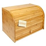 Woodluv Bamboo Double Decker 2 Layer Roll Top Wooden Bread Bin Kitchen Storage (Kitchen &amp; Home)