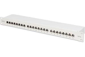 DIGITUS Panneau de brassage - 19 pouces - Cat-6A - 24 ports RJ45 - Blindé - Panneau de brassage LSA - Montage en rack 1U - Gris