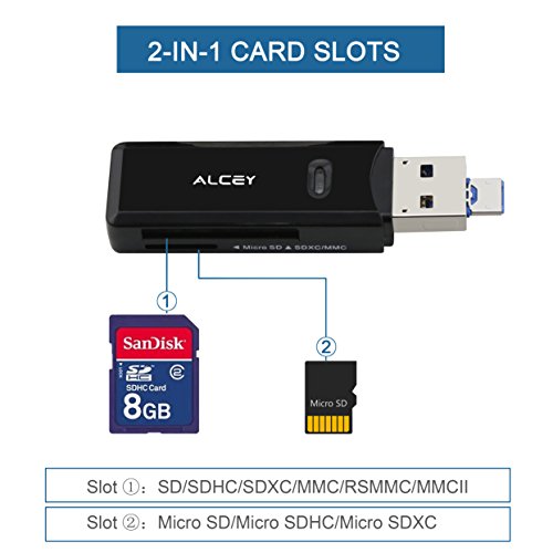 Micro USB OTG auf USB 3.0 Adapter, Alcey SD / Micro SD Kartenleser mit Standard USB & Micro USB Stecker für Smartphones / Tablets mit OTG Funktion - 3
