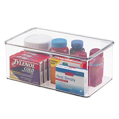 mDesign Aufbewahrungsbox mit Deckel – praktische verschließbare Acrylbox mit Deckel für die perfekte Ordnung im Badezimmer oder auch als Ordnungsbox im ganzen Haushalt – transparent - 2