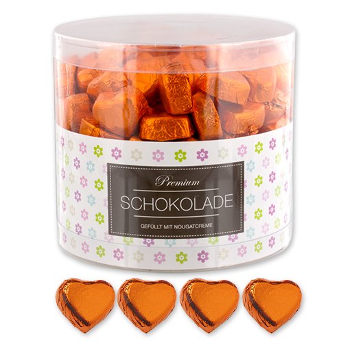 Preisvergleich Produktbild 150 orange Schokoladen Herzen Woodstock