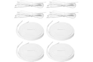 Teegxddy 10 par białych sznurowanych płaskich trampek 120 cm, dla dorosłych i dzieci, białych sznurowadeł (okrągłe + płaskie)