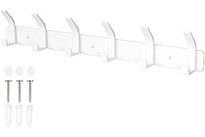 Sarsumir Garderobenhaken Weiß Hakenleiste Kleiderhaken Wand Mit 6 Haken Türhaken Für Badezimmer, Küche, Wohnzimmer Und Flur