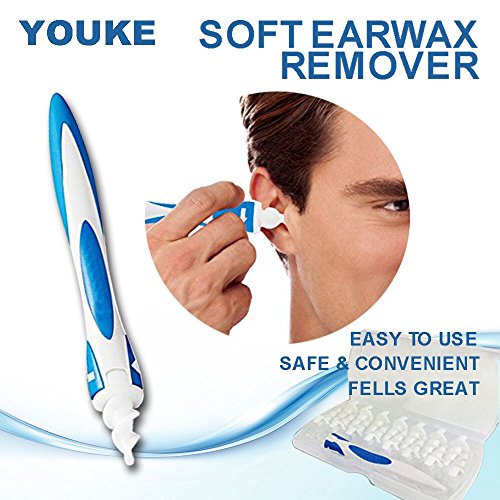 Ear Cleaner - Ear Wax Removal Swab, Smart Ear Cleaning Swab Remover, Soft Spiral Cleaner with 16 Washable Silicone Tips, Easy Use