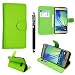 Produktbild Samsung Galaxy S7 Edge Hülle Kamal Star® Hülle Lederhülle Tasche Handyhülle mit Standfunktion Card Holder Kunstleder + Stylus (Plain Green Book)