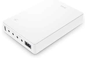 Shanqiu SAI Mini UPS para WiFi, Router, Módem, Cámara de Vigilancia, Entrada AC Salida 5V USB 5V 9V 12V DC 3A (74Wh Blanco)