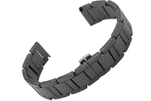 RECHERE Ceramic Bracelet Watchband Watchtrap Double Locking Clasp with Push Button 16 18 20mm White Black