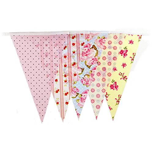 VORCOOL 10M Wimpelkette Wimpelgirlande aus Baumwolle Hochzeit Party Deko