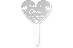 Yowfond Grabstecker Herz mit Trauerspruch, Grabschmuck für Friedhof, wetterfeste Grabdeko mit Spruch, 16 x 26 cm, Weiß (Oma)