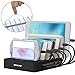 MSTJRY USB Ladestation für mehrere Geräte mit Schalter Handy und Tablet USB Multi Ladestation (7 port Schwarz,kurze Kabel nicht enthalten))