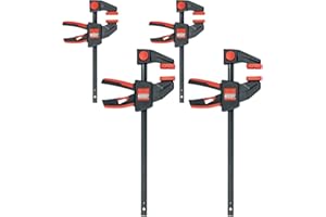 BESSEY Einhandzwingen-SET EZM-EZL-SET, 2x EZM15-6 und 2x EZL30-8, Einhandbedienung ohne Kraftaufwand, Ergonomisch geformter Griff, Gewicht 2 Kg