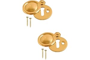 SISI UK Brass Victorian Keyhole Covered 35mm Escutcheon Covered Round Front Door Keyhole Covered Plate Lock Cover with Screws for Internal Doors Pack of 2.