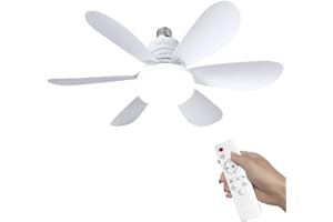 SWBSLL Ventilateur de Plafond avec Lumière et Telecommande, LED Ventilateur Dimmable Plafonnier avec 40W E27 Lampe Intégrée, 6 Pales, 3 Vitesses, Silencieux, pour Salon, Chambre, Coucher (Blanc)