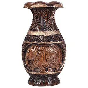 Craft Trade Handmade Brown Wooden Elephant Vase
