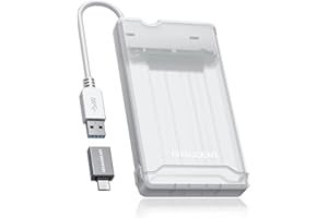 GRAUGEAR Carcasa Externa para SATA SSD/HDD de 2,5 Pulgadas, Incluye Adaptador USB-C, USB 3.0 UASP, instalación sin Herramientas, Cable Integrado, G-2503-AC