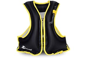 FORWEWAY Inflatable Snorkel Vest Kayak Swimming Jacket for Adults Snorkel Vests Inflatable Buoyancy Jacket for Snorkeling Water Sports Beginner Adults-Only (96-220 lbs)