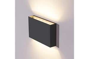 DAWALIGHT Applique da Esterno Su e Giù 12W 3000K Bianco caldo LED Lampada da Parete Esterna IP65 Impermeabile Moderno Applique da Parete per Esterno Giardino Corridoio, Plastica, Grigio scuro