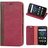 Mulbess BookStyle im Premium Handy Schutzhülle für Lenovo Moto G5 Tasche Hülle Leder Flip Brieftasche Etui,Wein Rot