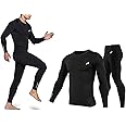JUST RIDER Men's Sports Running Set Compression Shirt + Pants Skin-Tight Long Sleeves Quick Dry Fitness Tracksuit Gym Yoga Suits (Black, 2XL)