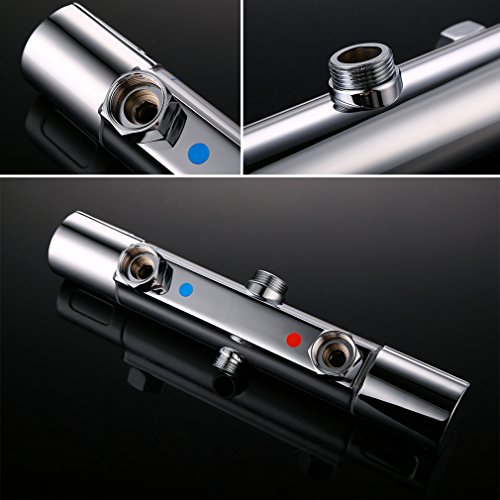 KINSE® Duschset Thermostat Brausethermostat Duscharmatur Kupfer Duschsystem mit Regendusche und Handbrause auf dem Badezimmer - 7