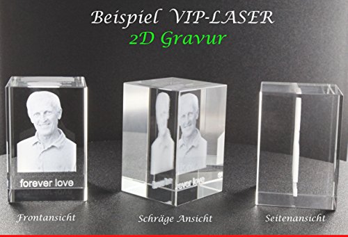 VIP-LASER 2D GRAVUR Glas Kristall Flachglas selbststehend Querformat mit einem Foto Deiner besten Freundin oder Trauzeugin. Dein Wunschfoto für die Ewigkeit mitten in Glas! Groesse XL = 105x80x30mm - 3
